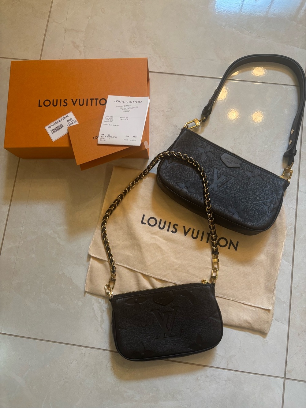 Louis Vuitton Black Empreinte Mini Pochette Duo with Gold Hardware
